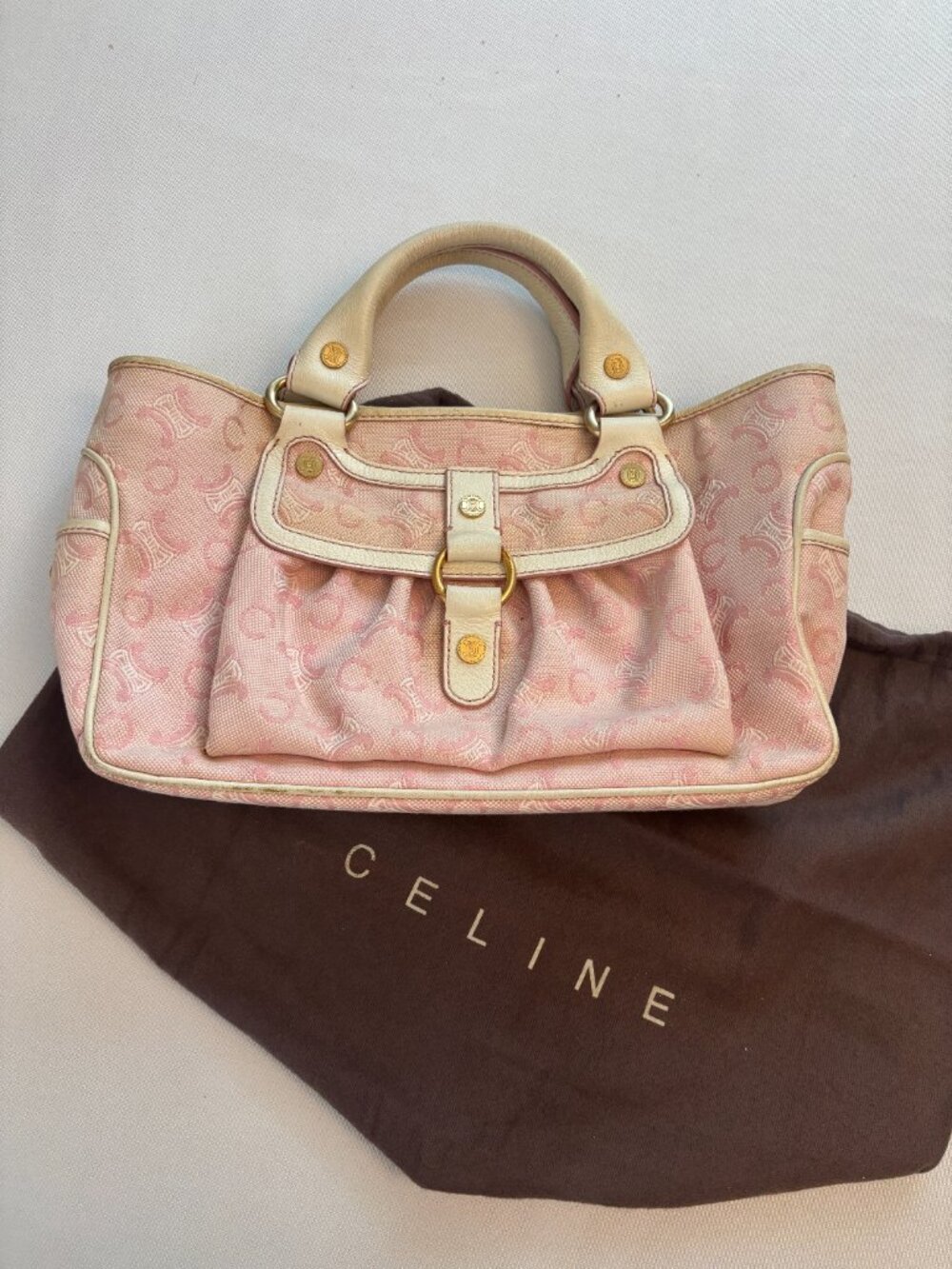 Vintage Celine Pink Macadam Boogie Flap Pocket Bag w/ Dust Bag